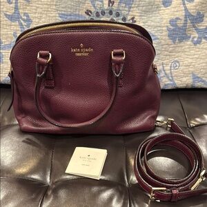 Kate Spade Purple Leather Satchel with Structured Design